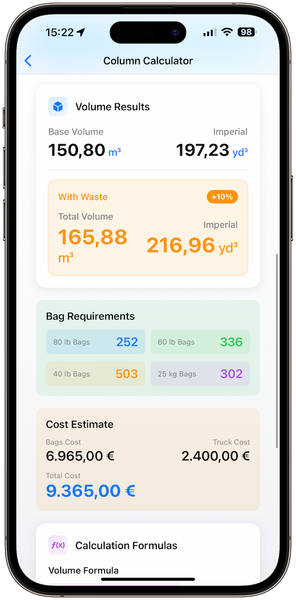 concrete-calculator screenshot 3